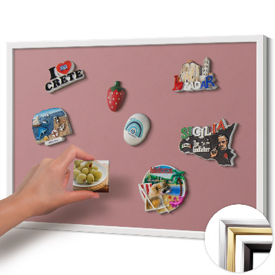 Tableau magnétique avec cadre blanc Couleur rose pastel