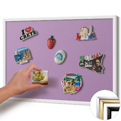 Tableau magnétique avec cadre blanc Couleur violet pastel