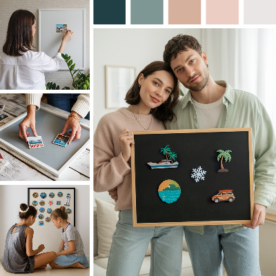 Tableau magnétique avec cadre blanc Couleur violet pastel