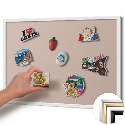 Tableau magnétique avec cadre blanc Couleur beige rose poudré