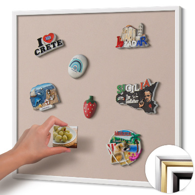 Tableau magnétique avec cadre blanc Couleur beige rose poudré