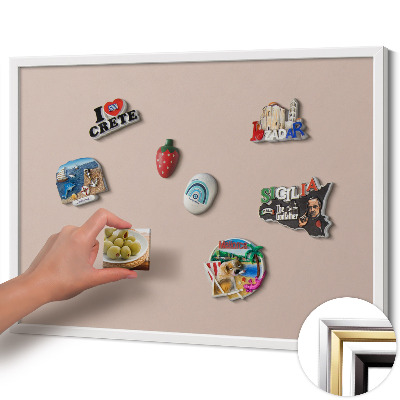 Tableau magnétique avec cadre blanc Couleur beige rose poudré