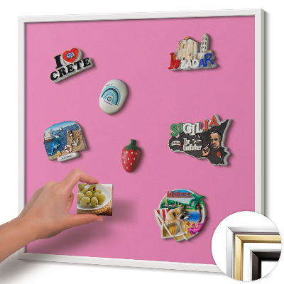 Tableau magnétique avec cadre blanc Couleur rose