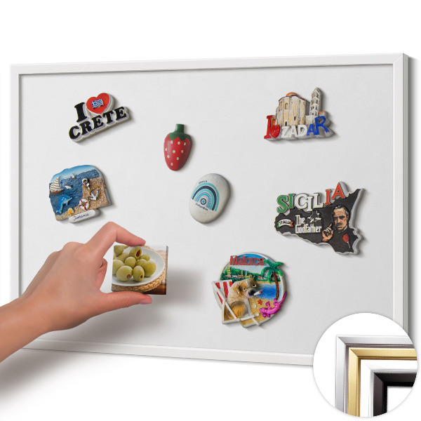 Tableau magnétique avec cadre blanc Couleur blanche