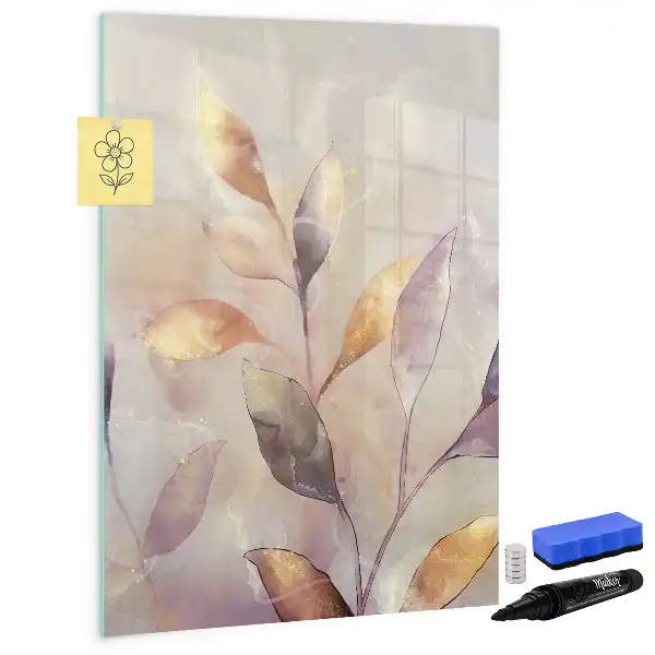 Tableau magnétique effaçable à sec motif plantes en aquarelle