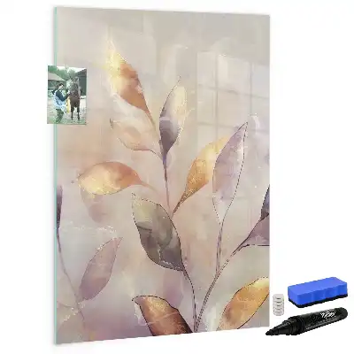 Tableau magnétique effaçable à sec motif plantes en aquarelle