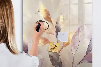 Tableau magnétique effaçable à sec motif plantes en aquarelle
