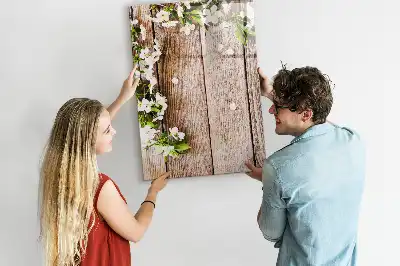 Tableau magnétique effaçable à sec motif fleurs sur planches