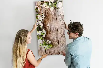Tableau magnétique effaçable à sec motif fleurs sur planches