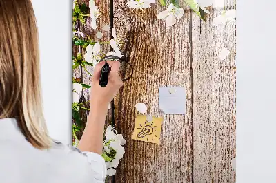 Tableau magnétique effaçable à sec motif fleurs sur planches