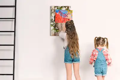 Tableau magnétique effaçable à sec motif fleurs sur planches