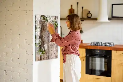 Tableau magnétique effaçable à sec motif fleurs sur planches