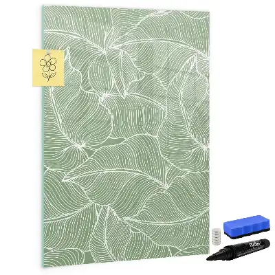 Tableau magnétique effaçable à sec avec motif de grandes feuilles