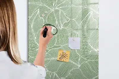 Tableau magnétique effaçable à sec avec motif de grandes feuilles