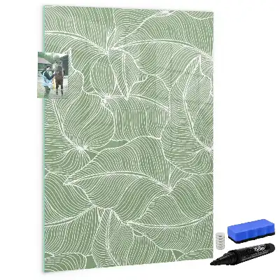 Tableau magnétique effaçable à sec avec motif de grandes feuilles