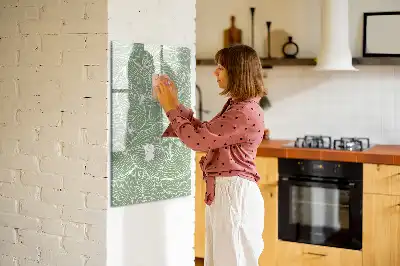 Tableau magnétique effaçable à sec avec motif de grandes feuilles