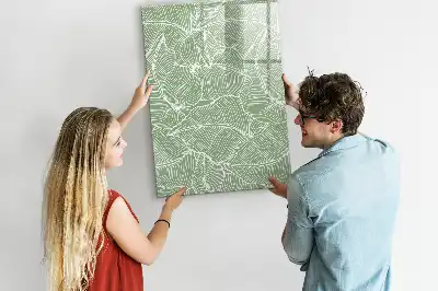 Tableau magnétique effaçable à sec avec motif de grandes feuilles