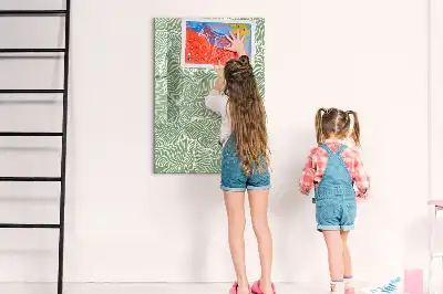 Tableau magnétique effaçable à sec avec motif de grandes feuilles