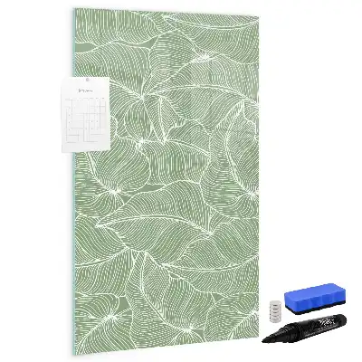 Tableau magnétique effaçable à sec avec motif de grandes feuilles