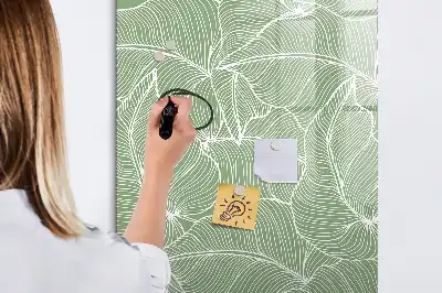 Tableau magnétique effaçable à sec avec motif de grandes feuilles