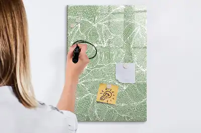 Tableau magnétique effaçable à sec avec motif de grandes feuilles