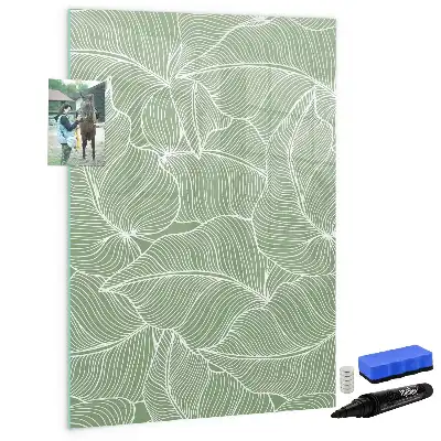 Tableau magnétique effaçable à sec avec motif de grandes feuilles
