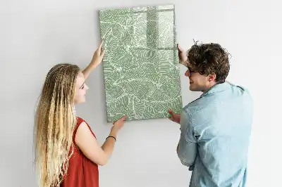 Tableau magnétique effaçable à sec avec motif de grandes feuilles