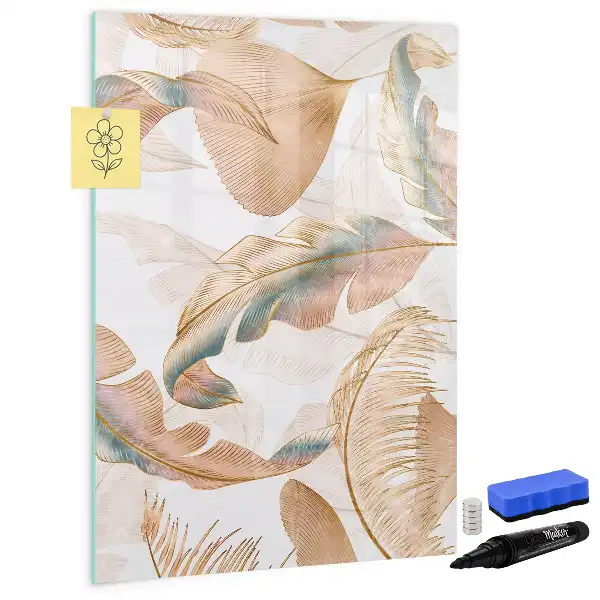 Tableau effaçable à sec magnétique motif de plumes d'oiseau