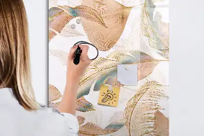 Tableau effaçable à sec magnétique motif de plumes d'oiseau