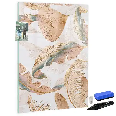 Tableau effaçable à sec magnétique motif de plumes d'oiseau