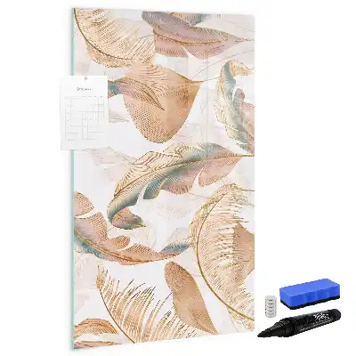 Tableau effaçable à sec magnétique motif de plumes d'oiseau