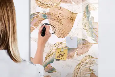 Tableau effaçable à sec magnétique motif de plumes d'oiseau