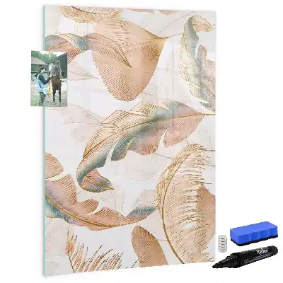 Tableau effaçable à sec magnétique motif de plumes d'oiseau