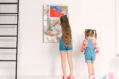 Tableau effaçable à sec magnétique motif de plumes d'oiseau