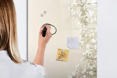 Tableau effaçable à sec magnétique motif fleurs délicates