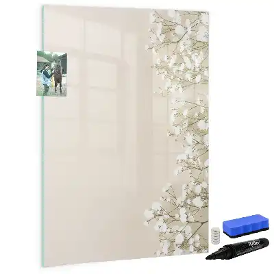 Tableau effaçable à sec magnétique motif fleurs délicates
