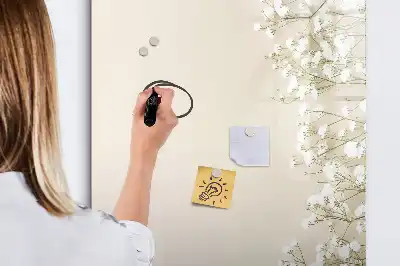 Tableau effaçable à sec magnétique motif fleurs délicates