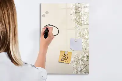 Tableau effaçable à sec magnétique motif fleurs délicates