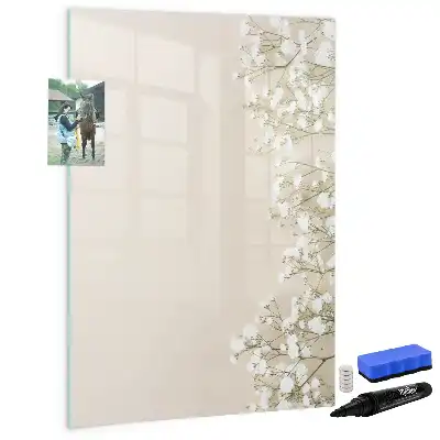 Tableau effaçable à sec magnétique motif fleurs délicates