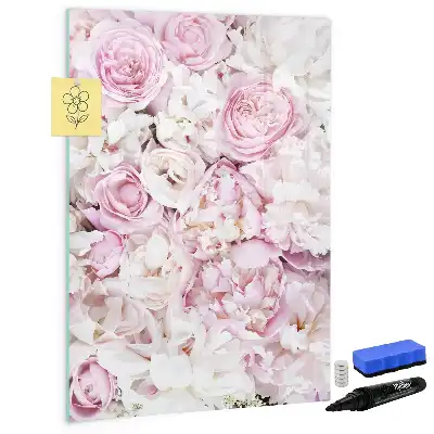 Tableau effaçable à sec magnétique motif roses