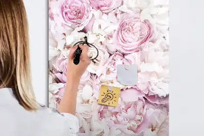 Tableau effaçable à sec magnétique motif roses