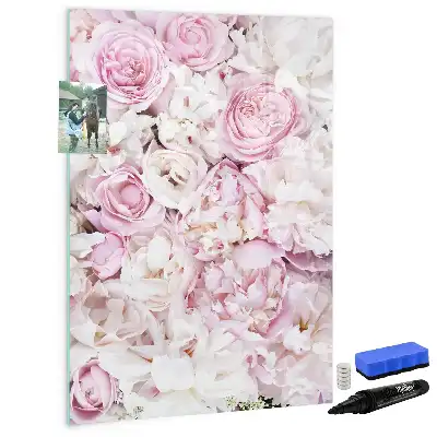 Tableau effaçable à sec magnétique motif roses