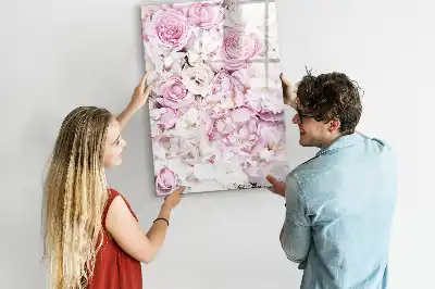Tableau effaçable à sec magnétique motif roses