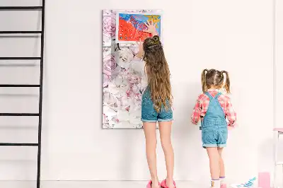 Tableau effaçable à sec magnétique motif roses