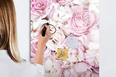 Tableau effaçable à sec magnétique motif roses