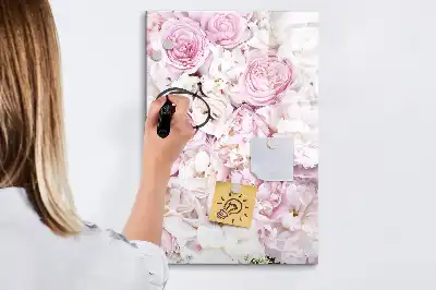 Tableau effaçable à sec magnétique motif roses