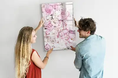Tableau effaçable à sec magnétique motif roses