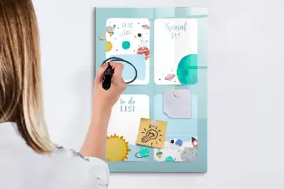 Tableau magnétique effaçable à sec modèle planificateur galactique