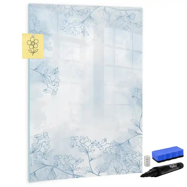 Tableau effaçable à sec magnétique motif esquisse de fleur