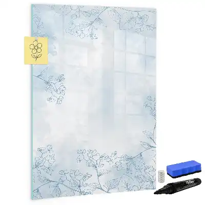 Tableau effaçable à sec magnétique motif esquisse de fleur